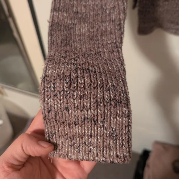 Roots Heathered Brown Cropped Boatneck Knit Cotton Sweater Size Small - Picture 10 of 11